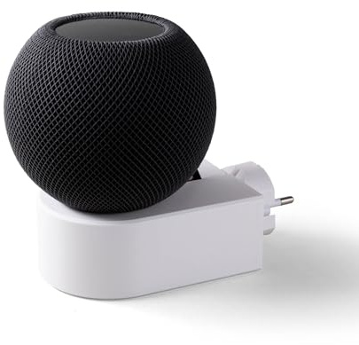 smattex Steckdosenhalter kompatibel mit Apple Homepod Mini - Wandhalterung, unauffällige Kabelführung - minimalistisches edles Design in 2 Farben - hochwertiger PETG-Kunststoff (weiß)