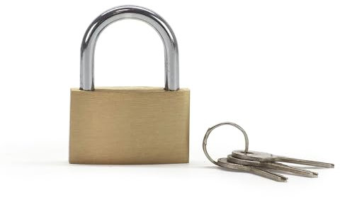 Cadenas à Clé pour Casier, Armoire, Coffre, Porte Atelier, Abri de jardin - Sécurité renforcée, Cadenas en Acier trempé et laiton, doré