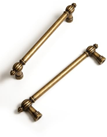 BEILEIOU Antike Messing-Zinklegierung Schrankgriffe – 128mm Lochabstand Klassische Vintage Schubladengriffe, für Küchenschränke Bad Schränke & Kommode Griffe (5, Antik Messing, 128mm)