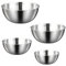 ORFCP Rührschüssel 4er-Set Edelstahl Schüssel Set, 4 Größen von Schüsseln - 0.7 L/ 1.2 L/ 1.8 L/ 2 L, Spülmaschinenfest Salatschüsseln, Snackschalen Teigschüssel, Silber