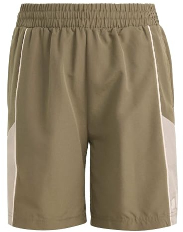 adidas Unisex Kids Color Block Woven Shorts, Olive strata/Wonder Cargo/Crystal Linen, 11-12 Years