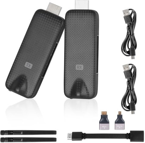 PopuLike Wireless HDMI Transmitter and Receiver Kit 1080P, 50M HDMI Wireless Extender with Adaptors & USB Cables, Plug & Play, Transmitter and Receiver for Laptop, PC, Phone to TV, Projector, Monitor