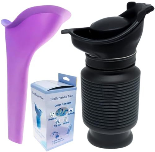 Danbghyuo Urinal for Him and Her, Shrinkable Urinal, 750 ml, Reusable Emergency Urinal, Potty Urinal Bottle, Emergency Travel Toilet, Mobile Toilet for Camping, Car, Travel, Mobile Toilet Urinal
