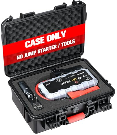 Case for NOCO Boost X GBX75 GB70 – Waterproof Carrying Case with Custom Foam for 2000A/2500A UltraSafe Jump Starter Charger Cables Accessories | Portable Storage Box for Emergency Travel & Road Trips
