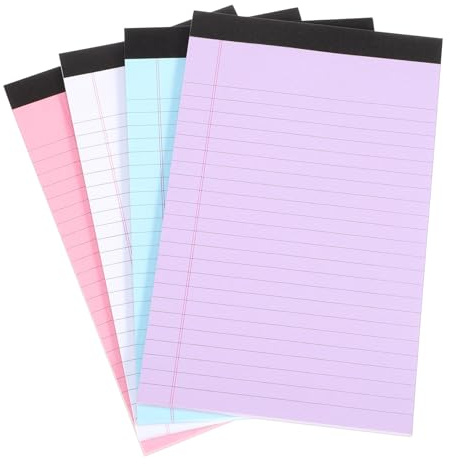 Parliky Bunte Notizblätter 4 Stück Papierblöcke mit Abreißbarem Papier Liniert 4 Farbigen Notizbüchern Verhindert Durchdrückende Tinte Zufällige Farbe für Büro und Abschlussfest