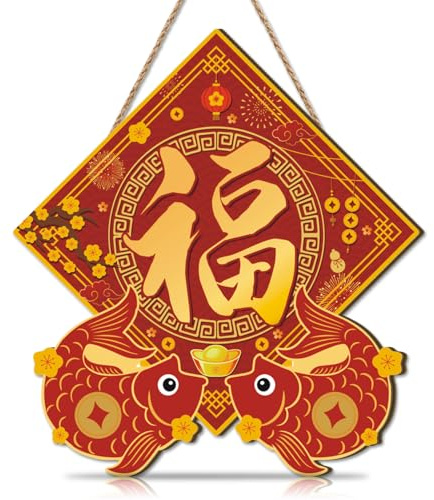 CHDITB 2026 Neujahrs Türschild,Chinesischen Neu Jahr Türkranz Winter,Glückliches Mondjahr Haustürdeko,Happy New Yeas Fensterdeko Frühlingsfestdeko,Jahr des Pferdes Rotes Wanddeko Willkommen Zuhause