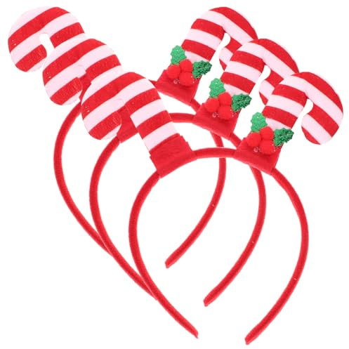 Cabilock 3stücke Weihnachtsstirnband mit Zuckerstangen-design Dekorativer Kopfschmuck für Festtagsfrisuren Party-zubehör für Weihnachtsfeiern