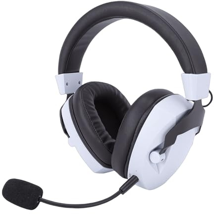Oreilet Gaming Headset BT 5.4 Headphones, 2.4GHz Over Ear Wireless Gaming Headset with Noise Canceling, RGB Light, Surround Sound Headphones for Call Travel Sports Gym Home (Black and White)