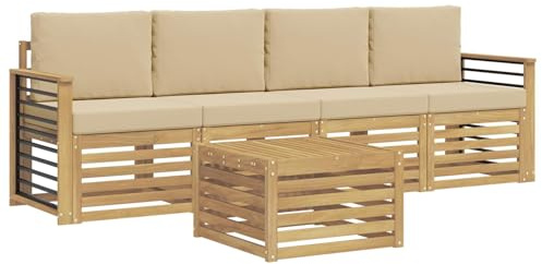 vidaXL Sofagarnituren Massivholz Akazie, Garten Lounge-Sofa, strapazierfähige Außensitzgruppe, modernes Terrassenmöbel, bequemer Wohnbereich