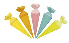 ROTH Set of 5 Mini School Cones Plain 8 cm Round with Crepe Closure Decoration