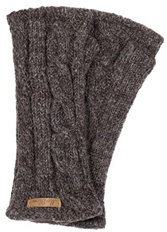 McRon Damen Gestrickte Pulswärmer Emily Naturdunkelbraun 91