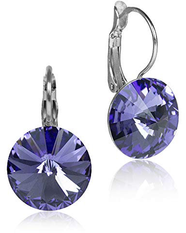 LUISIA® Ohrringe Rivoli mit Kristallen von Swarovski® - 14 mm Tanzanite/Lila