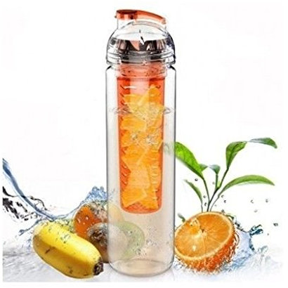 HMILYDYK Sport-Wasserflasche mit Klappdeckel, Frucht-Infusing Flaschen, Aroma für Ihr Wasser – BPA-frei, Orange