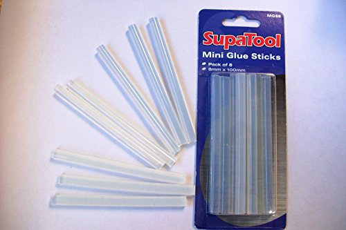 SupaTool Mini Glue Sticks, Pack of 8, 8mm x 100mm, For Glue Gun