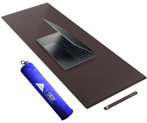 Cacoy 100x40 cm PU Leder Mouspad, Multifunktionale Schreibtischunterlage aus Leder, Extra Groß Glatte Oberfläch Tischunterlage Schreibtischschutz Mausmatte für Büro und Zuhause, Dunkel Braun