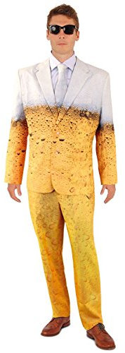 shoperama Lustiger Bier Anzug mit Krawatte Herren Kostüm Sakko Jackett Hose Karneval Party, Größe:60