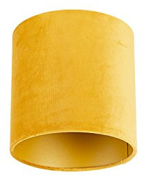 QAZQA Moderno Algodón Pantalla terciopelo amarillo/oro 20/20/20, Pantalla lámpara colgante,Pantalla lámpara de pie