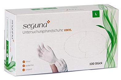 SEGUNA Einweghandschuhe Vinyl, 100 Stück, Gr. S, M, L, XL, latexfrei, puderfrei, Vinyl Handschuhe, Einmalhandschuhe