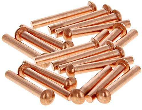 MroMax 20 Stück M5 Rundkopf Kupfer solide Nieten Verschluss 0,5 cm Durchmesser x 3,5 cm Länge für elektrische Anwendungen, Kupfer-Finish, Kupferton
