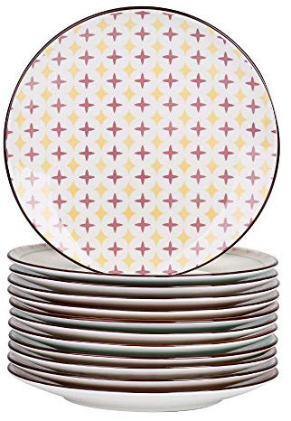 vancasso Kuchenteller Porzellan, 12 teilig Tulip Desserteller für Frühstück, Serie Mandala