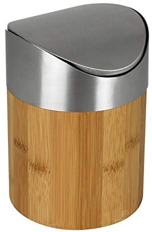 Tischmülleimer Bambus 1L Tischabfalleimer klein Kosmetikeimer Tisch Mülleimer Abfalleimer