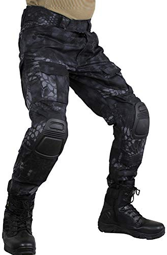 zuoxiangru Pantalones tácticos multicámara para Hombres Multi-Bolsillos Camuflaje Militar Pantalones de Caza de Combate Airsoft al Aire Libre con Rodilleras