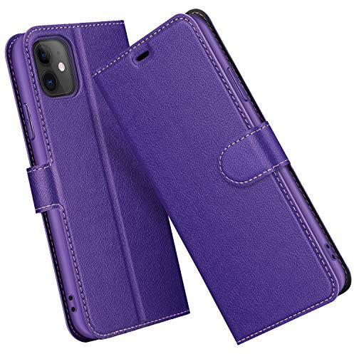 ELESNOW Case for iPhone 11, Premium Leather Flip Phone Case Cover with Magnetic Closure Compatible with Apple iPhone 11-6.1 inches (Purple)