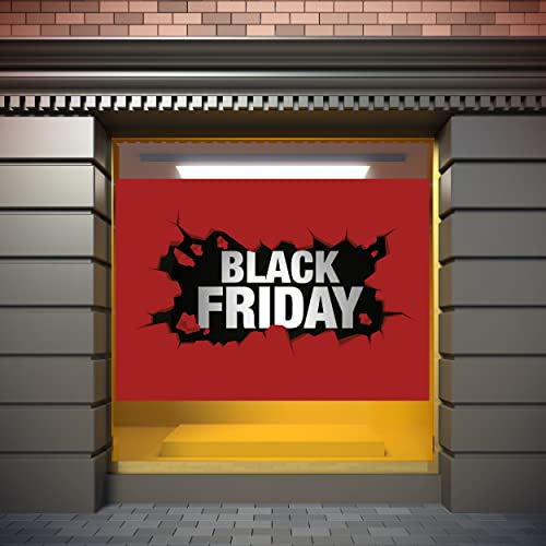Vinilo adhesivo transparente en efecto Espejo Black Friday Fondo Rojo | 50 x 35 cm | Vinilo Económico y Original | Vinilos fondeado de blanco