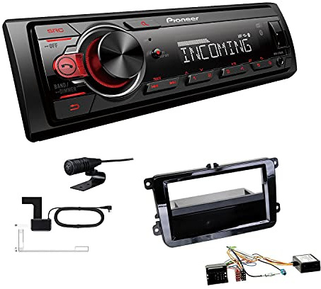 Pioneer MVH-330DAB 1 DIN Autoradio DAB+ Bluetooth USB AUX passend für Volkswagen VW Caddy III ab 2003 Piano Black inkl Canbus