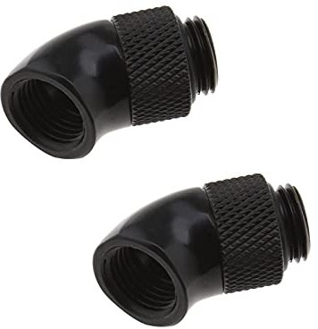 The Lord of the Tools G1/4 Zoll Gewinde Adapter 45 Grad Drehadapter für CPU Wasserkühlung Kühlkörper, Messing, Schwarz