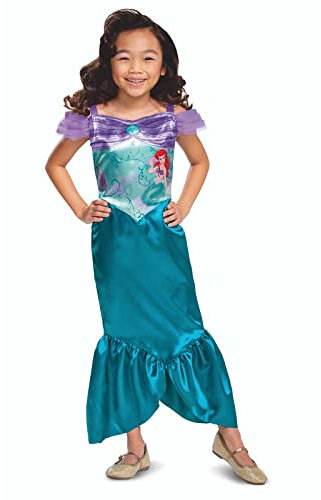Disguise Offizielles Disney-Kostüm, Meerjungfrauen-Kostüm für Mädchen, Ariell-Kostüm, Meerjungfrauenkleid, Mädchen, Halloween, Größe S