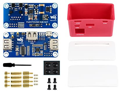 IBest PoE Ethernet/USB HUB HAT with Box for Raspberry Pi Zero/Zero W/Zero WH,Power Over Ethernet USB HUB HAT with Case, 1x RJ45 Ethernet Port,3X USB 2.0 Ports,802.3af-Compliant