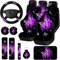 Frienda Set completo di 15 coprisedili per auto, con farfalle anteriori e posteriori, coprivolante, cinturino da polso, sottobicchieri, braccioli e spalline (motivo farfalla viola glitterata)