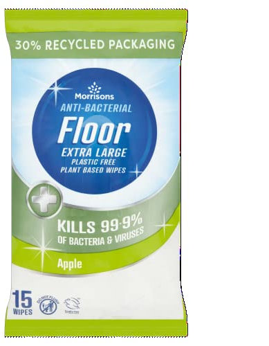 MORRISONS FLOOR WIPES APPLE 15PK