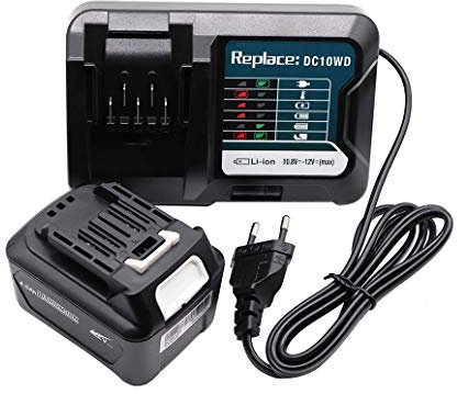 BL1041B 4,0Ah Ersatz Akku für Makita Akku 12V BL1016 BL1015 BL1021B, mit Ladegerät DC10WD DC10SB DC10WC 10,8V/12V, Kompatibel mit Makita HP331DSAP1 HP332D MP100DZ CG100D JR103DZ DF333DZ TD110D HR140DZ