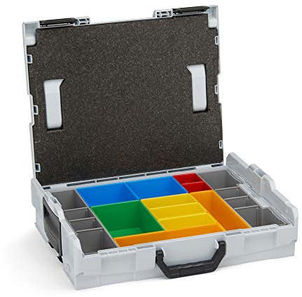 Bosch Sortimo L-Boxx 102 Werkzeugkoffer-Set Grau anpassbar mit Ihrem Logo | bestückt mit L BOXX 102 Einlage Ordnungssystem H3 und Deckelpolster