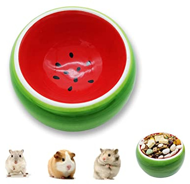 Simpcozy Hamster Bowl, Chewing Proof Ceramic Hamster Bowl, Durable Hamster Feeding Bowl Water Bowl For Hamster, Gerbil, Chinchilla, Sugar Glider, Squirrel, Hedgehog, Rat (Watermelon)