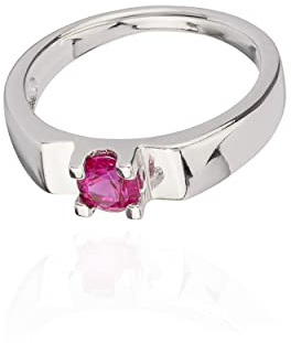 NKlaus Kettenanhänger klein Taufring Zirkonia und echt Rubin 925 Silber 11mm glanz Amulett