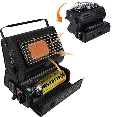 Calentador de gas portátil para interiores, calentador de gas para camping, calentador de gas, calentador de gas, quemador de cerámica, quemador de cerámica, para pesca, camping, hicking, bidón de gas