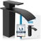 Bächlein Badarmatur Tamina in Wasserfall-Design, Einhebelmischer mit langlebiger Keramikkartusche und Montage-Set, Bad Wasserhahn Matt Schwarz