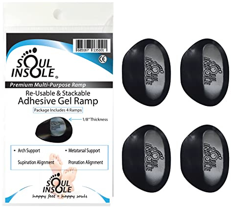Adhesive Gel Ramp for Overpronation, Supination, Arch Support or Metatarsals - Stackable and Washable Shoe Insert Plantar Fasciitis Neuroma Metatarsalgia