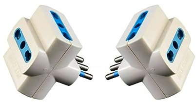 Set 2 spina tripla spina piccola 10A prese bivalenti 10 / 16A bianca 1500W marchio CE