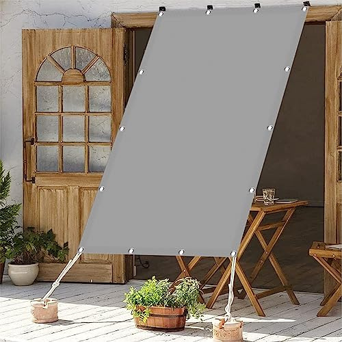 Voiles d'ombrage pour Patio 1.8 x 4 m,Protection Coupe Vent Abat Jour RéSistante, Voile d'ombrage avec Cordes,Brise Vue pour Balcon, pour Jardin terrasse Camping, Gris Clair