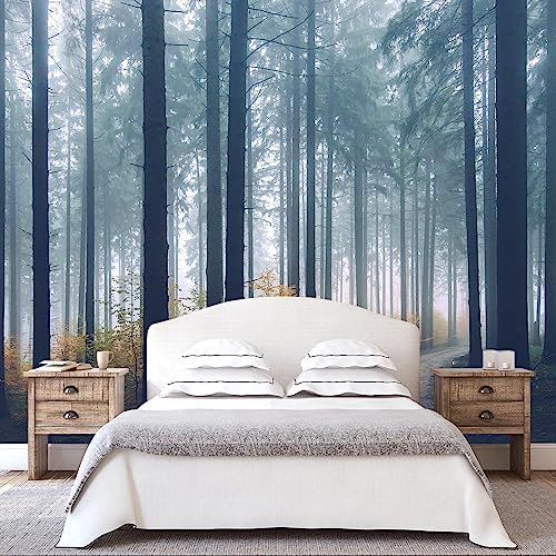 WFBHUA-Green Forest Tree Wallpaper Mural Nursery Woodland Natural Landscapes Wall Murals for Bedroom Living Room-106X70(Not Peel and Stick)