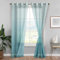 XWZO Gradient Vorhänge mit Ösen Ombre Gardinen Voile Sheer Farbverlauf Vorhang mit Raffhalter 2 er Set für Schlafzimmer und Wohnzimmer 245x140cm (HxB) Seeblau