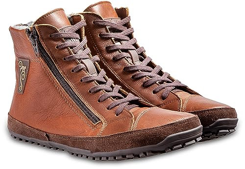Magical Shoes Chaussures Minimalistes Barefoot Femme & Homme, Chaussures pour Hiver, Bottes Chaudes avec Doublure en Laine, Demi Bottes Cuir, T. 40, Alaskan Buffalo Chestnut