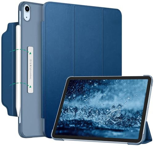 Fintie Hülle für iPad Air 11 Zoll M4/M3/M2, iPad Air 5./4. Gen 10,9 Zoll | [Magnetverschluss] Leichte Standhülle mit Durchscheinend Mattierter Rückseite Cover, Auto Schlaf/Wach Funktion, Blau