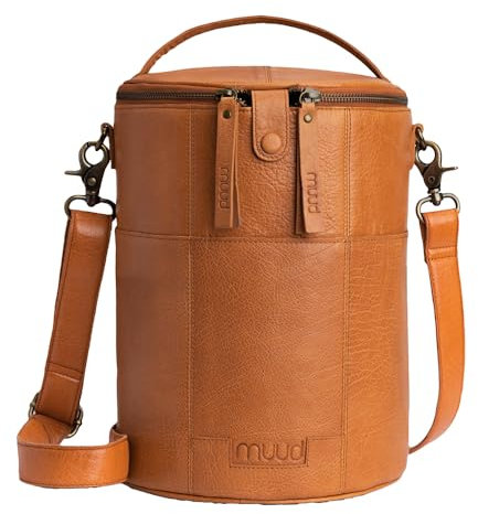 Frida's Wollhaus muud Saturn XL handgefertigte Ledertasche für Strick- und Häkelobjekte 2 Farben (Whisky)