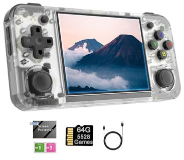 RG35XX H Retro Handheld Game Console 3.5 Inch IPS Screen Linux OS Built-in 64G TF Retro Video Games Consoles Portable Pocket Video Player 5500+ Games (Translucent White)