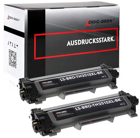 Logic-Seek TN2510XL Tonerkartuschen kompatibel für Brother TN2510XL passend für HL-L2400DWE MFC-L2835DW DCP-L2660DW HL-L2445DW MFC-L2827DW(2er Set Black)